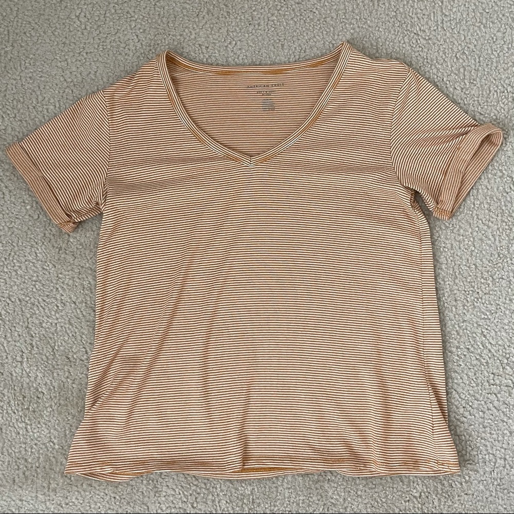 yellow striped american eagle shirt